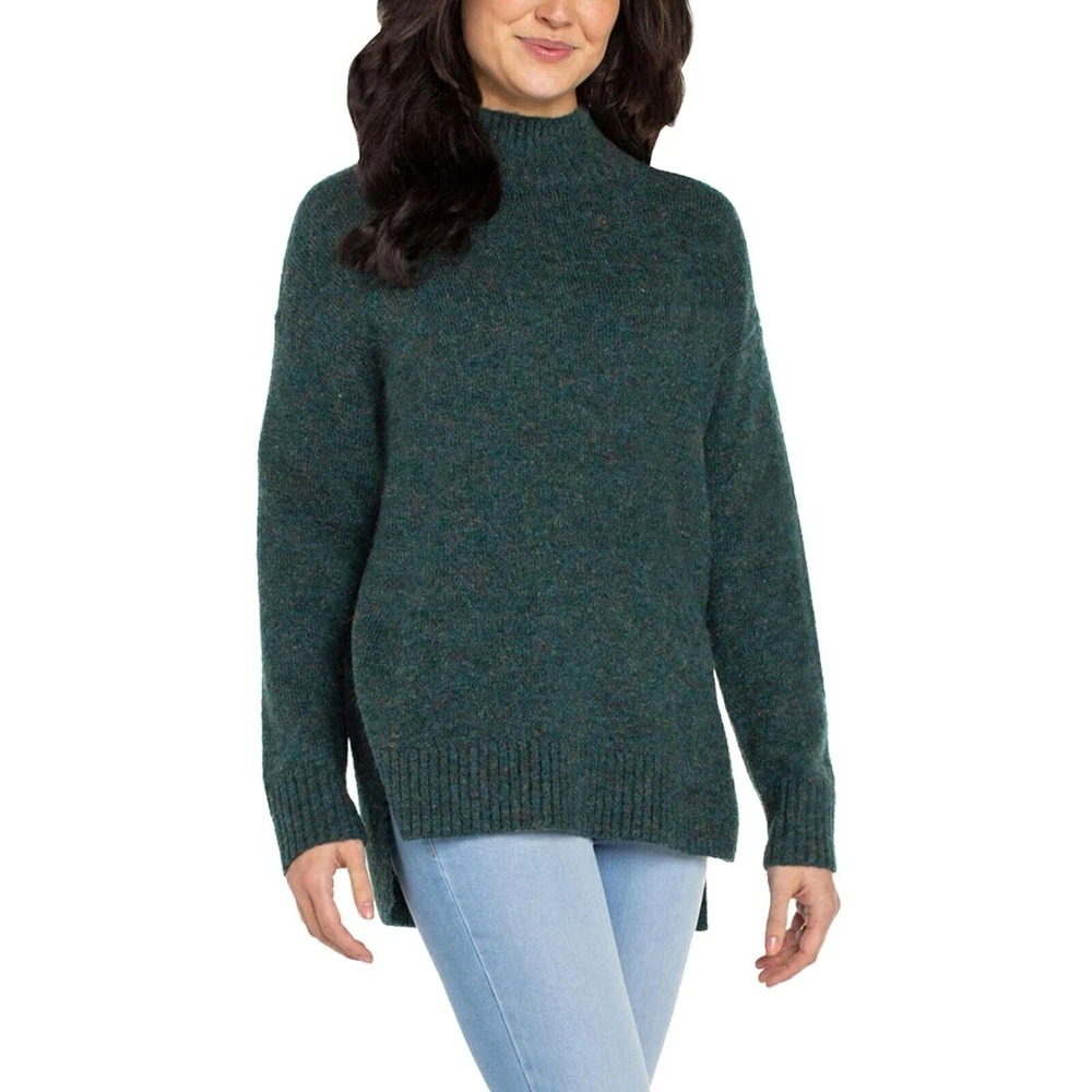 Well Worn Women's Knit Mock Neck Cozy Sweater, Green, XL, New